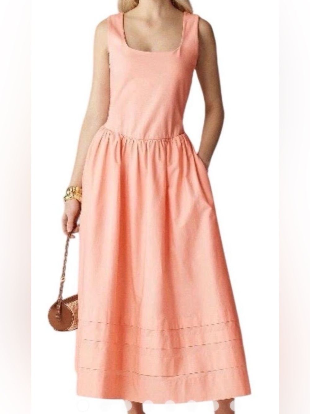 J .crew Drop-waist mixy dress | color: peach | size: L